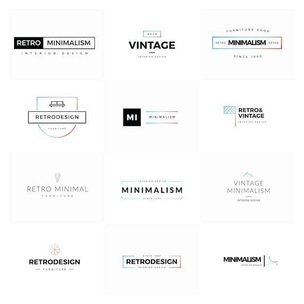 Zestaw nowoczesnych i minimalnych rocznika wektora logo