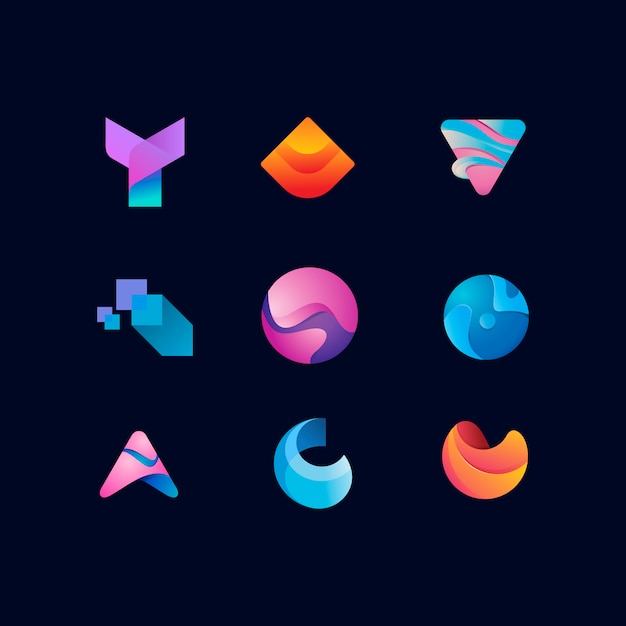 Plik wektorowy zestaw nowoczesnych kolorowych logo streszczenie szablon projektu