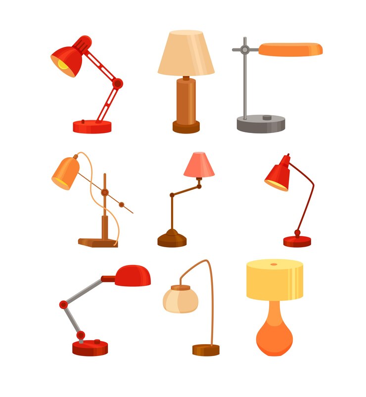Zestaw nowoczesnych lamp biurkowych