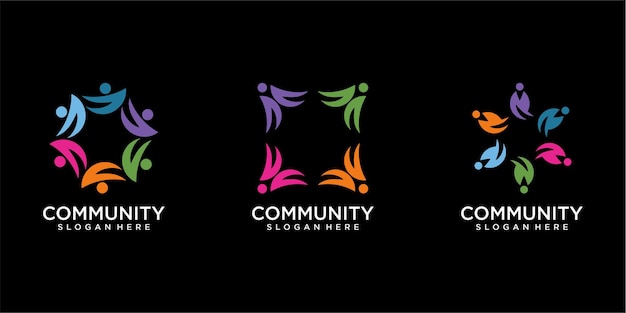 Zestaw Nowoczesnych Ludzi I Projektowania Logo Społeczności