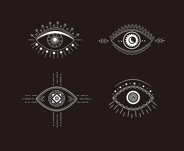 Zestaw oczu boho Magiczne i tajemnicze symbole
