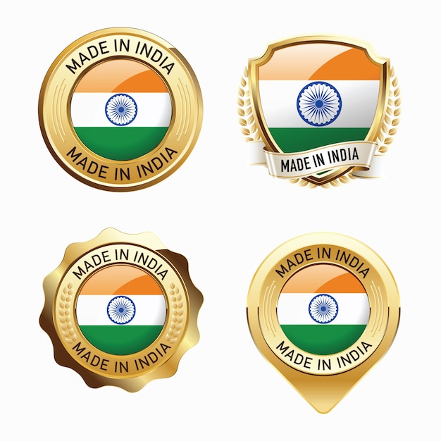 Plik wektorowy zestaw odznak made in india