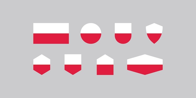 Zestaw Odznaka Polska Flaga Wektor Szablon Projektu