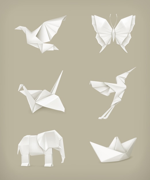Plik wektorowy zestaw origami, biały