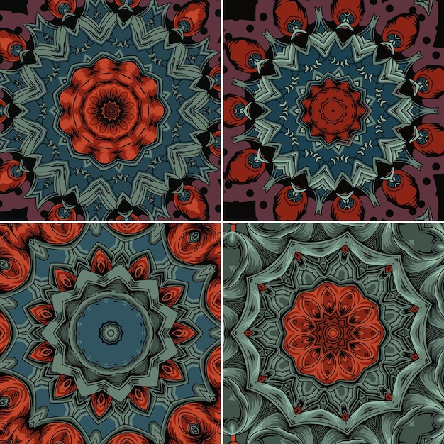 Zestaw Ozdobny Kwiatowy Ornament Bezszwowe Wzór Ilustracji Wektorowych Plemiennych Etnicznych Arabskich Indyjskich Motywów Do Projektowania Wnętrz Tapety