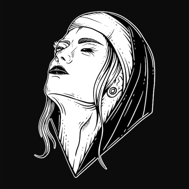 Zestaw pakietu Dark Art gotycka czaszka róg demona Vintage tatuaż kości w stylu rysowania ręcznego