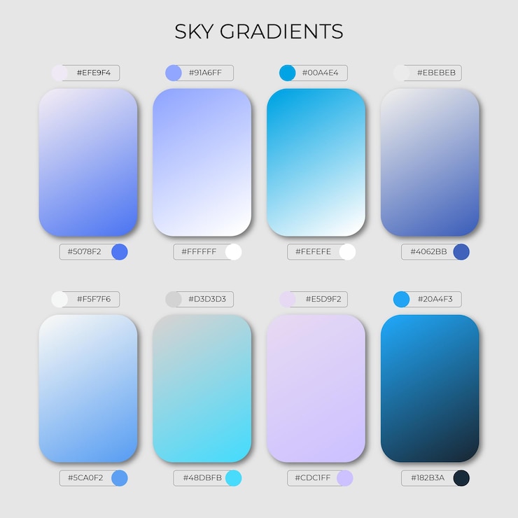 Wektor zestaw palety kolorów sky gradient