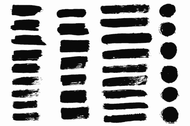 Zestaw pędzli wektorowych Czarny obrys pędzla Ramki tekstowe i poprawki grunge