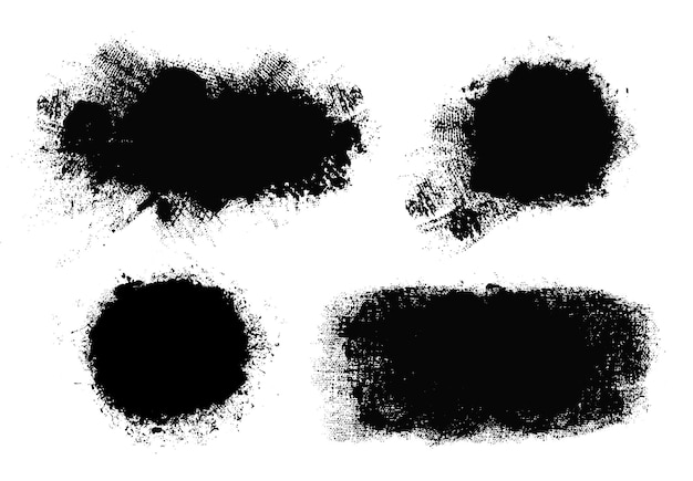 Zestaw pędzli wektorowych elementy projektowe Grunge prostokątne okrągłe pudełka tekstowe Brudne teksty teksturowe banery Plamy atramentu Grungy malowane wybuch odcisk tkaniny materiał tkaniny