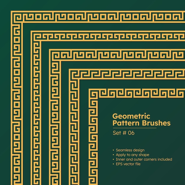 Zestaw pędzli wzorcowych Grecki wzór geometryczny granic