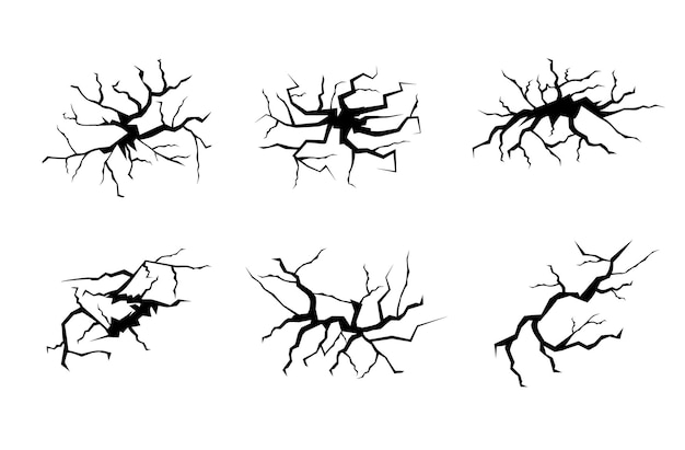 Zestaw pęknięć gruntu Zbiór zniszczeń spowodowanych trzęsieniem ziemi Pęknięta tekstura powierzchni