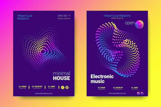 Zestaw Plakatów Edm Na Festiwal Muzyki Elektronicznej