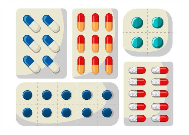Plik wektorowy zestaw plasin z tabletkami.
