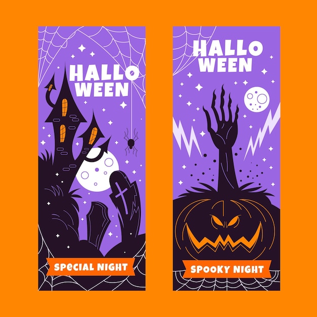 Zestaw płaskich pionowych banerów halloween