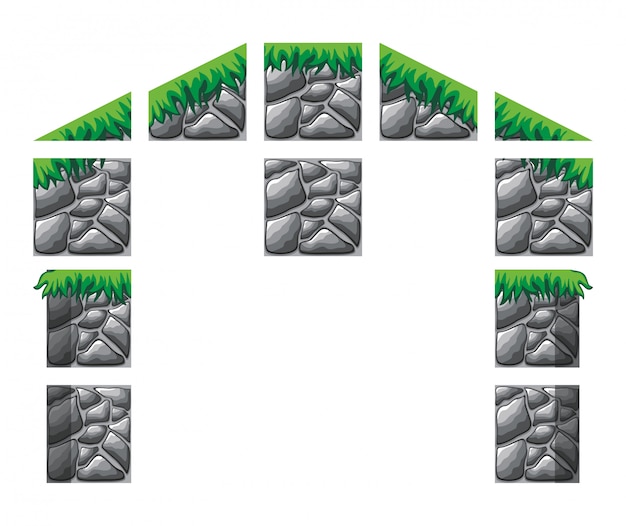 Plik wektorowy zestaw płytek do tworzenia ścian 2d gry i tła