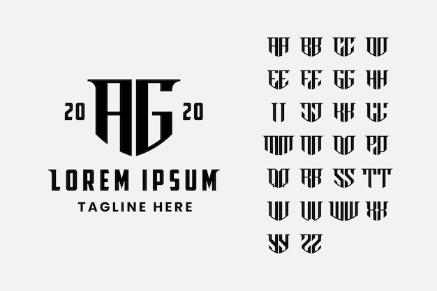 Plik wektorowy zestaw początkowego logo monogramu, aby utworzyć logo z dwoma literami