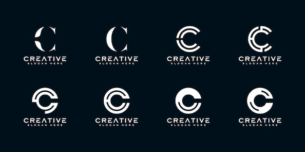 Zestaw początkowej litery C streszczenie szablon wektor logo