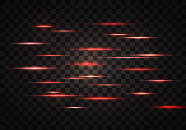 Zestaw Pomarańczowo-czerwonych świecących Linii Soczewek Poziomych Promieni Wiązki Laserowe Efekt Rozbłysków świetlnych;