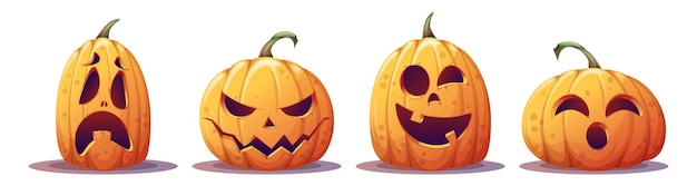 Zestaw Pomarańczowych Dyń Na Halloween Główny Symbol Szczęśliwego święta Halloween Ilustracja Kreskówka