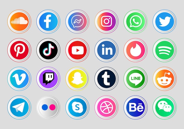 Zestaw popularnych ikon mediów społecznościowych Pakiet ikon mediów społecznościowych Pakiet logo mediów społecznościowych