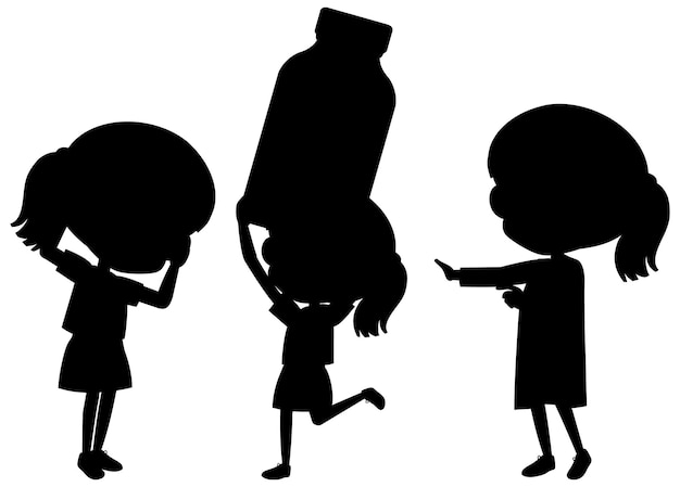 Plik wektorowy zestaw postaci z kreskówek sylwetka dla dzieci