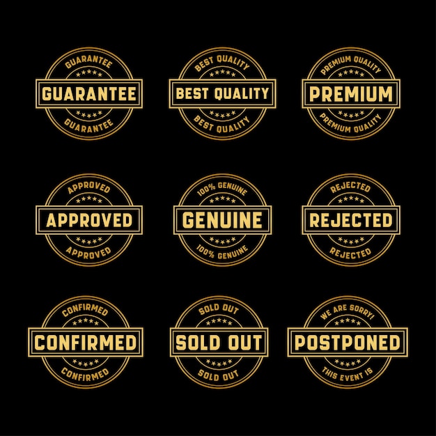 Zestaw projektów Gold Stamp gwarantowana najwyższa jakość zatwierdzony wyprzedany przełożony potwierdzony itp