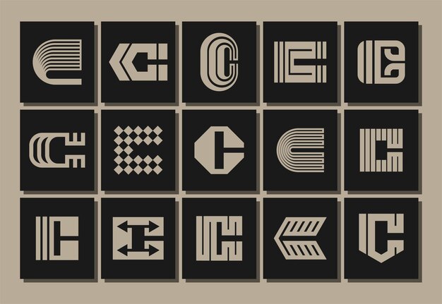 Plik wektorowy zestaw projektów marki logo blend line abstract letter c