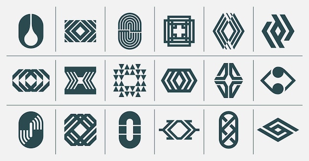 Zestaw projektów z literą O, numerem logo 0 i linią płaską