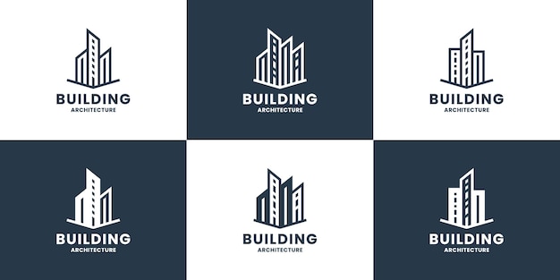 Zestaw projektowania logo budynku dla branży nieruchomości