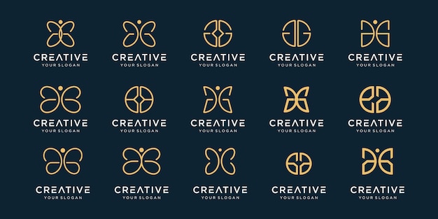 Zestaw Projektowania Logo Kreatywnych Streszczenie Monogram.