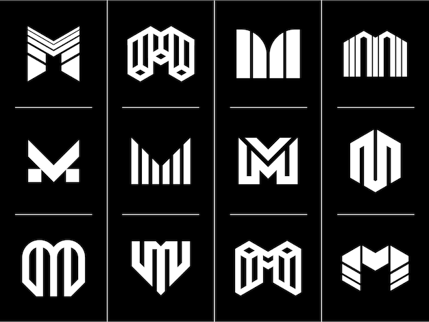 Plik wektorowy zestaw projektu logo litery m streszczenie linii