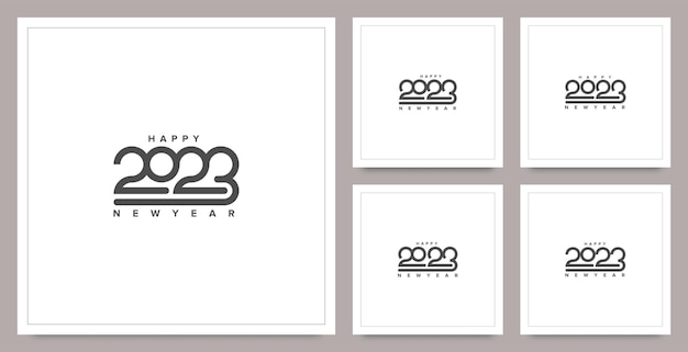 Zestaw projektu logo szczęśliwego nowego roku 2023 szablon projektu nowego roku 2023
