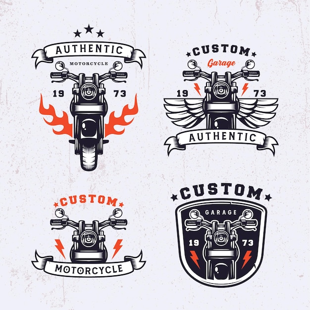 Plik wektorowy zestaw projektu logo vintage motocykla