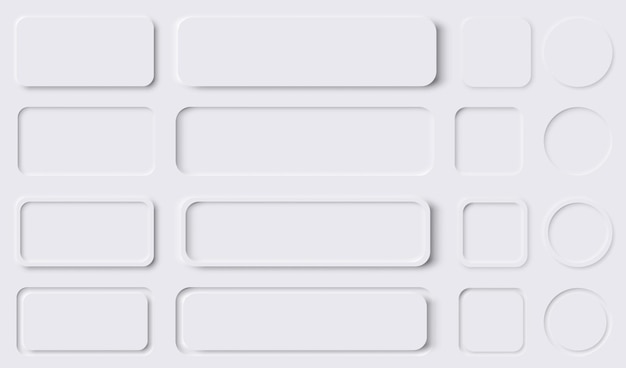 Zestaw projektu przycisku Neumorphism Neumorphic UI Design Elements Vector illustration