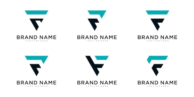 Zestaw prostych kreatywnych projektów logo liter F Premium Vecor