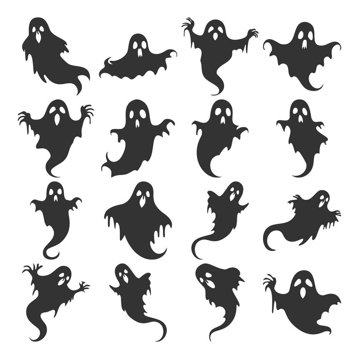 Wektor zestaw przerażających ilustracji na temat duchów halloween