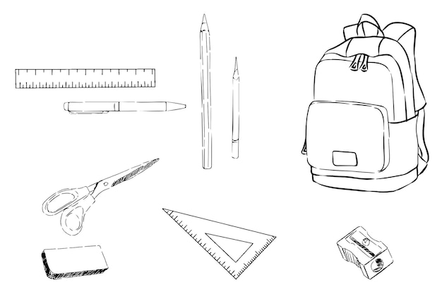Plik wektorowy zestaw przyborów szkolnych