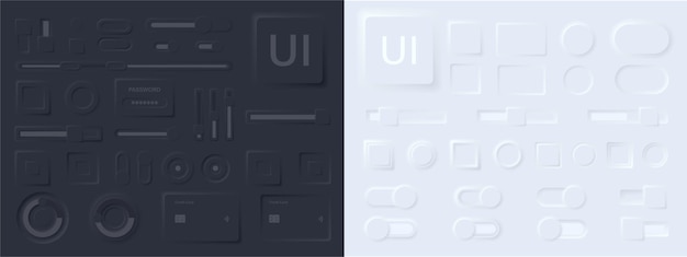 Zestaw przycisków neumorfizmu Zestaw wektorów UI UX