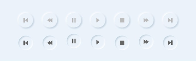 Zestaw Przycisków Odtwarzania Muzyki W Stylu Neomorficznym Do Projektowania Interfejsu Użytkownika