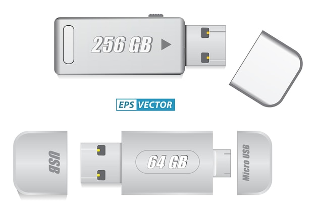 Zestaw Pustego Pendrive'a Na Pendrive Lub Szablonu Pendrive'a Do Promocji Marki Lub Flash