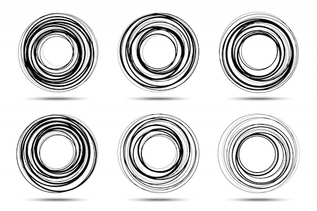 Zestaw Ramek Spiralnych Koła. Scribble Line Rounds.