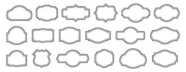 Plik wektorowy zestaw ramek vintage wektor na białym tle retro logo granic zestaw elementów linii emblematów