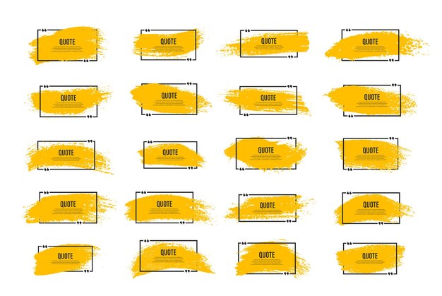 Zestaw Ramki Pola Cytatu Puste Tło Pędzla Grunge Ikona Pola Cytatu