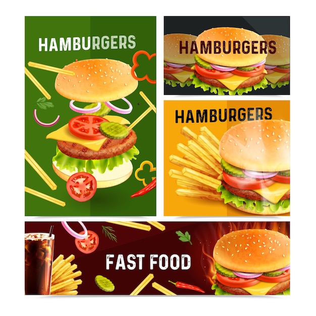 Zestaw Realistycznej Ilustracji Fast Food