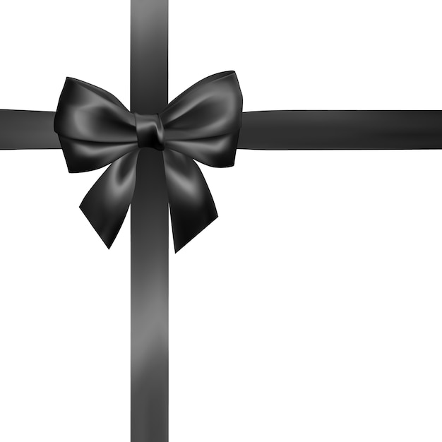 Plik wektorowy zestaw realistyczny czarny łuk z czarną wstążką. element do dekoracji prezentów, pozdrowienia, święta, walentynki.