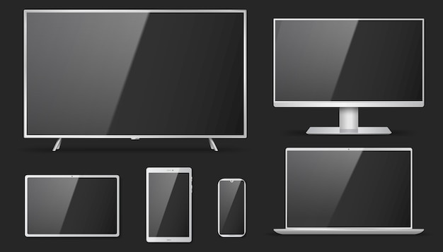 Plik wektorowy zestaw realistyczny telewizor, lcd, led, monitor komputerowy
