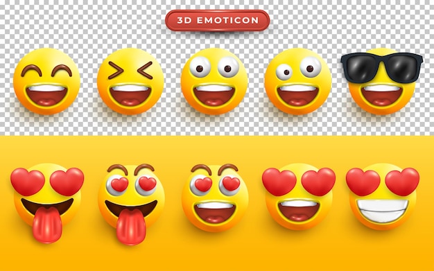 Zestaw Realistycznych Emoji 3d