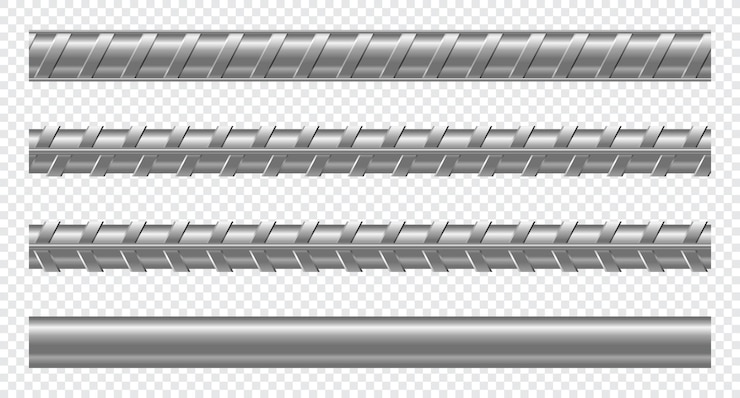 Wektor zestaw realistycznych metalowych prętów i prętów zbiór metalowych prętów bezszewnych prętów stalowych pręty metalowe ilustracja wektorowa