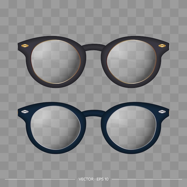 Zestaw Realistycznych Okularów Przeciwsłonecznych Okulary Z Przezroczystymi Soczewkami Vector