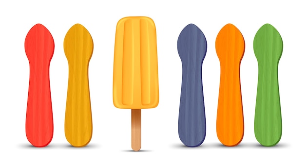 Zestaw Realistycznych Popsicle Kije Bananowe Lody D Wektor Ilustracja Sezon Letni